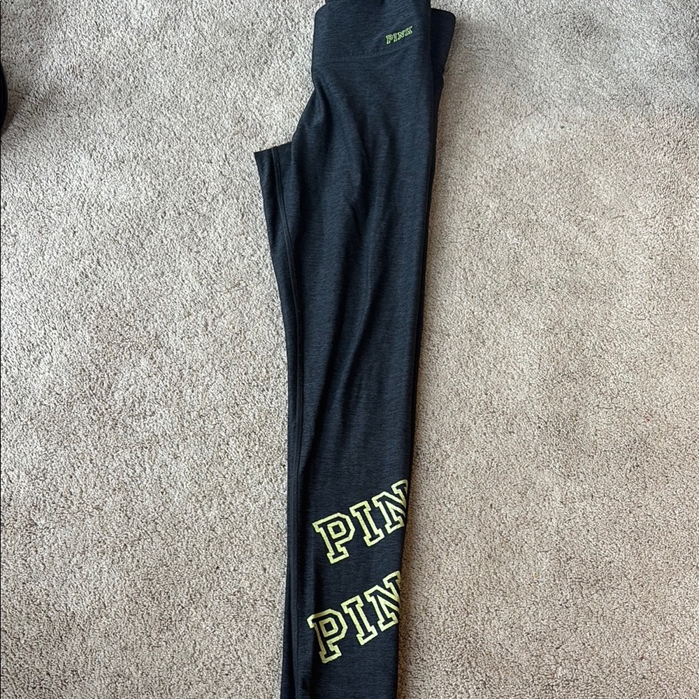 PINK Victoria's Secret Charcoal Gray Logo Leggings
